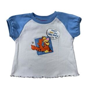 Vintage Y2K 00s Disney Winnie the Pooh Tigger Don't Bee Shy Raglan Tee 24M